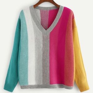 SHEIN Stripe Color block rainbow sweater- sold out